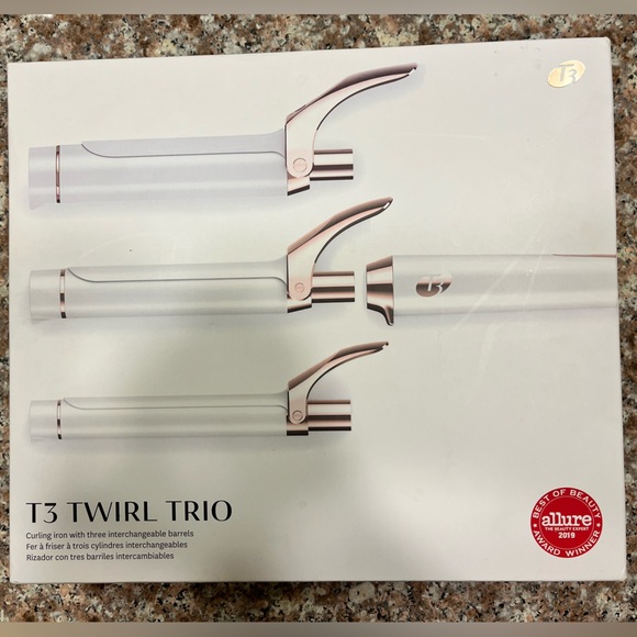 T3 Twirl Trio Curling Iron in White and Rose Gold - Picture 1 of 5